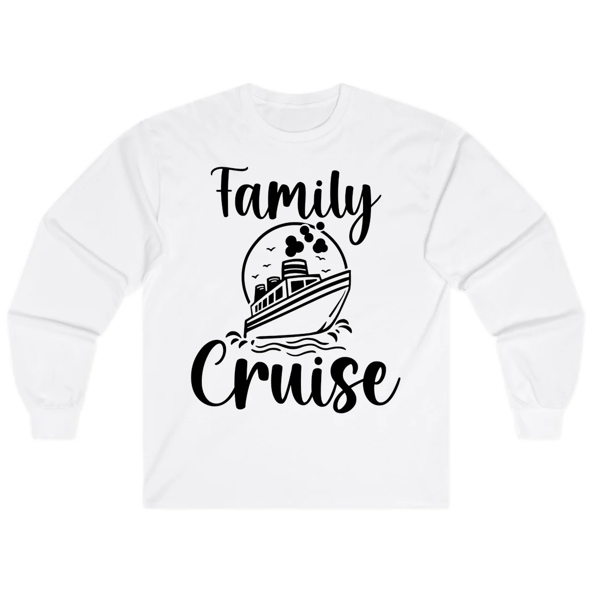 Family Cruise Adventure Ship Long Sleeve Tee in White