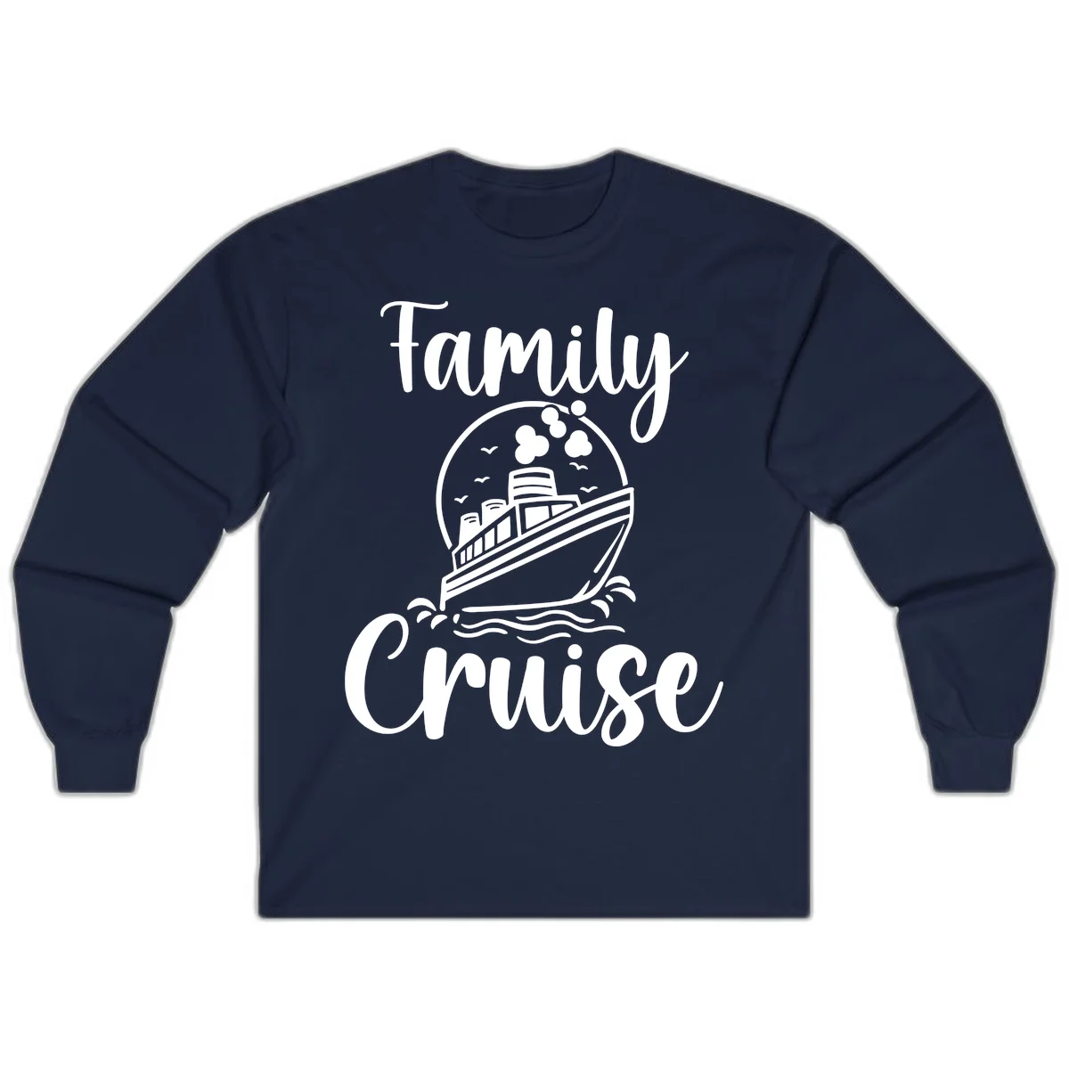 Family Cruise Adventure Ship Long Sleeve Tee in Navy