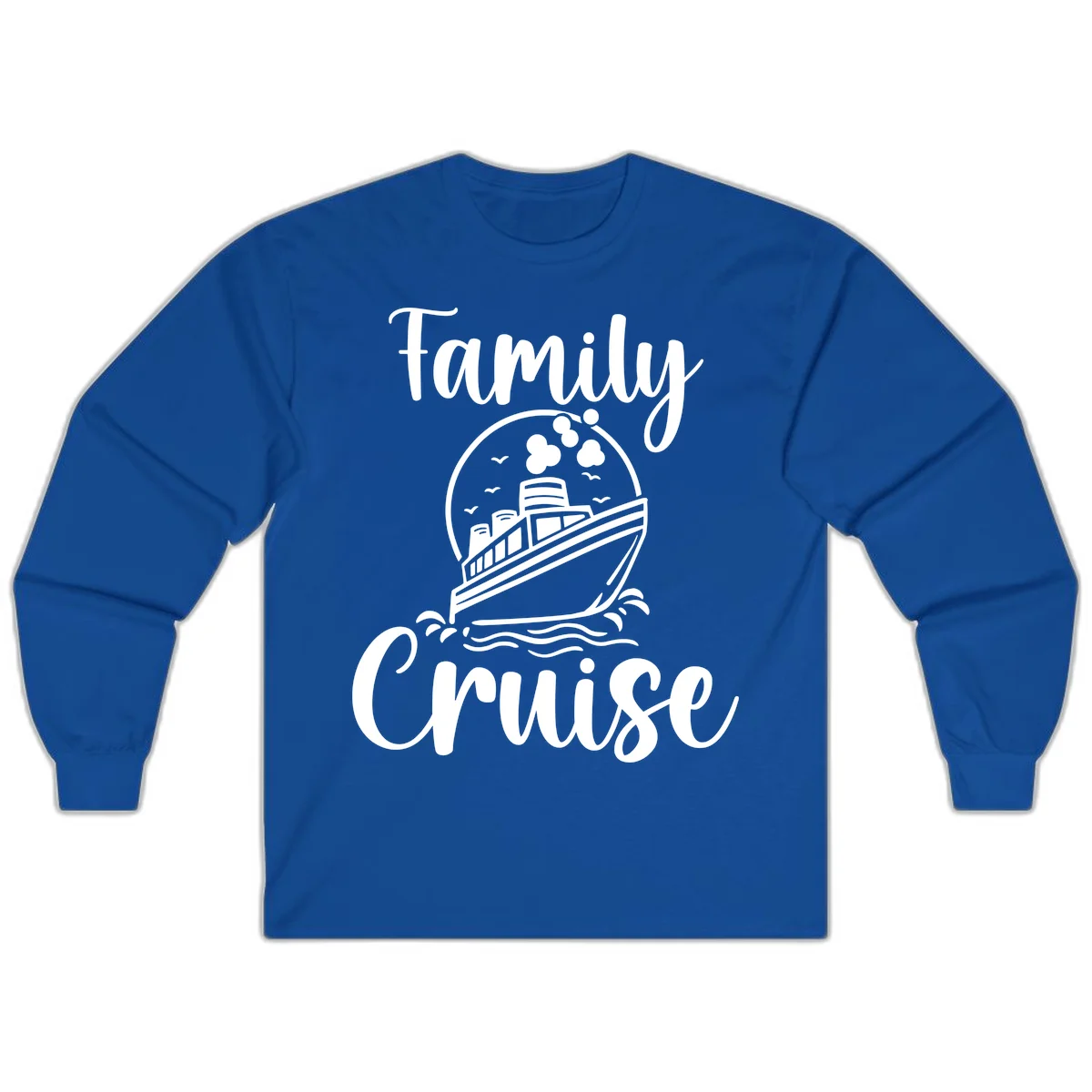 Family Cruise Adventure Ship Long Sleeve Tee in Royal