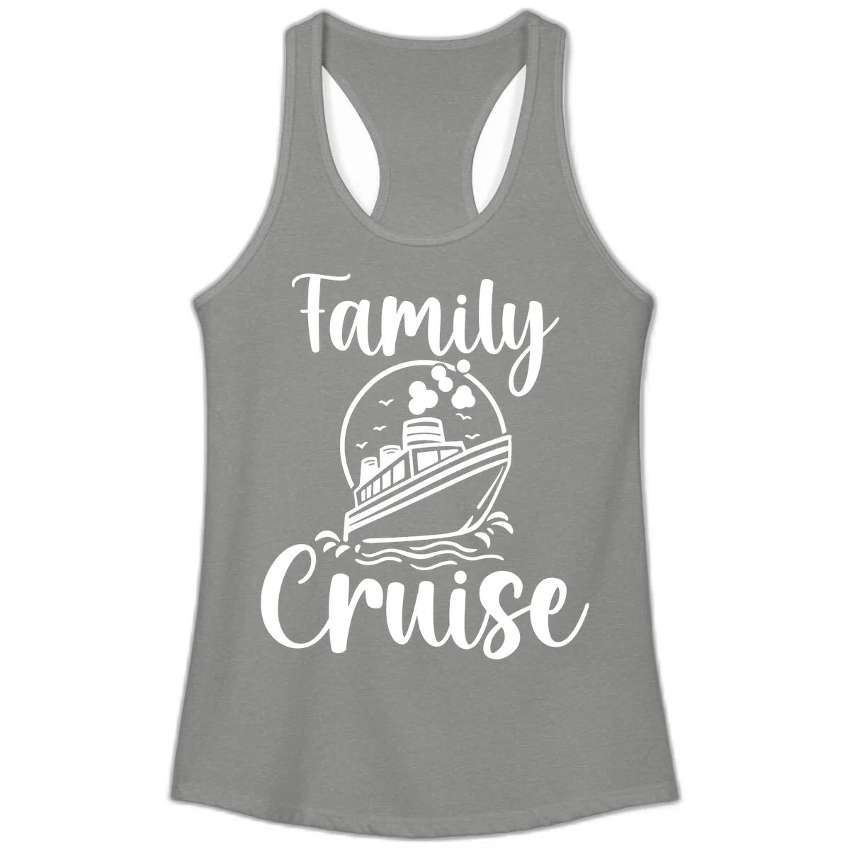 Family Cruise Adventure Ship Ladies Tank Top in Heather Grey