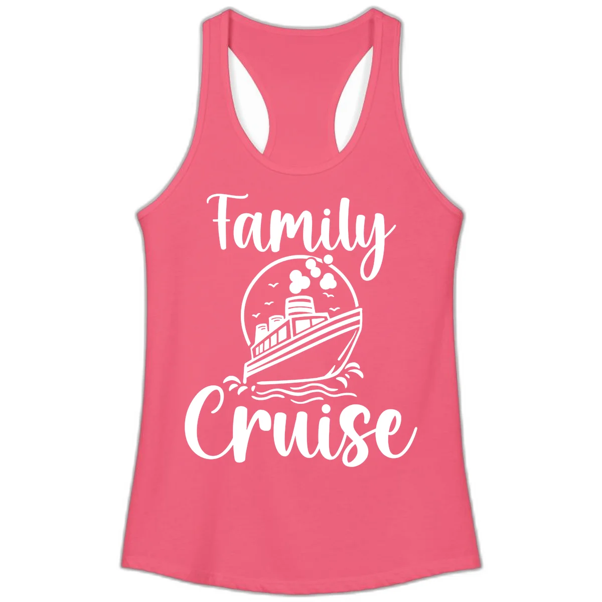 Family Cruise Adventure Ship Ladies Tank Top in Hot Pink