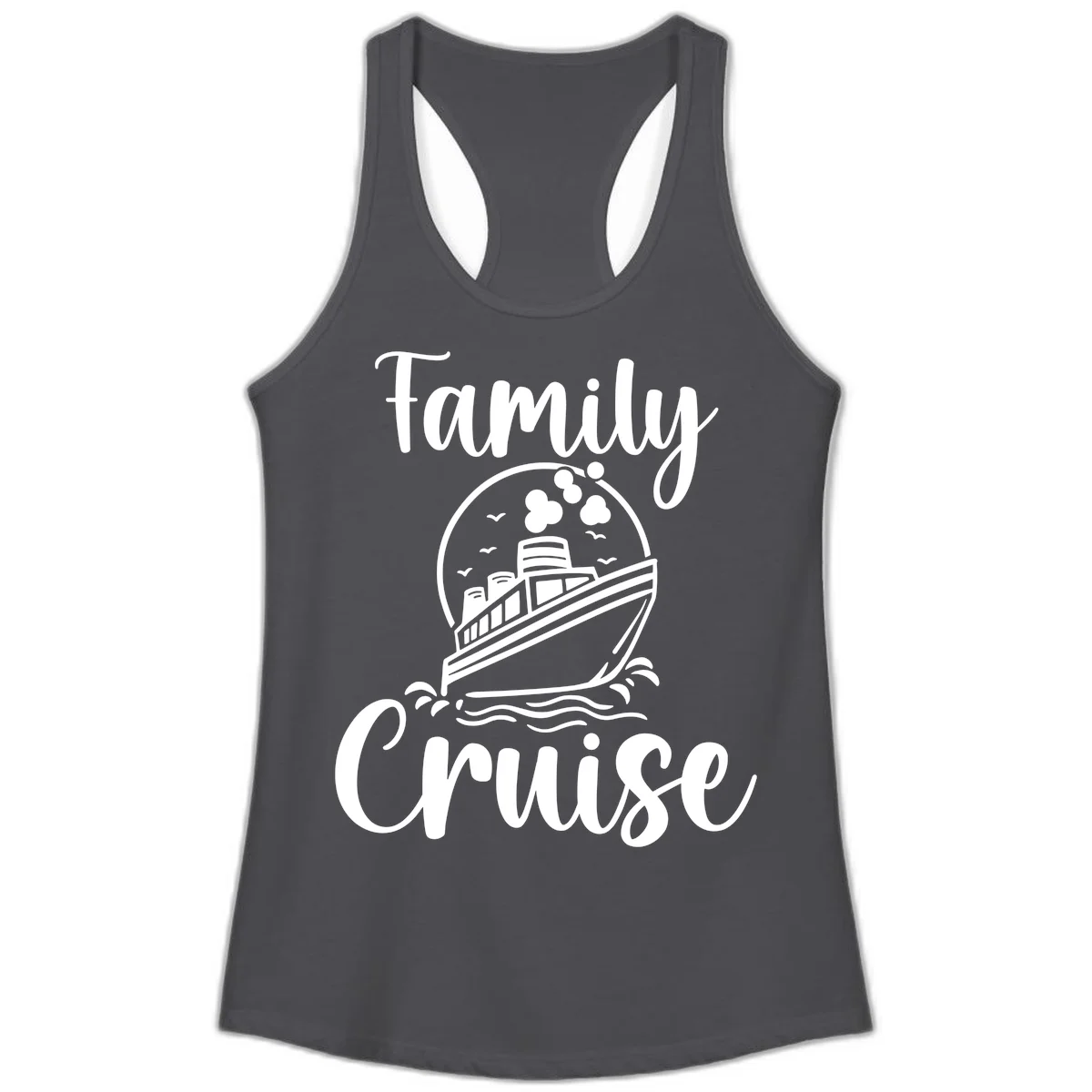 Family Cruise Adventure Ship Ladies Tank Top in Solid Dark Gray