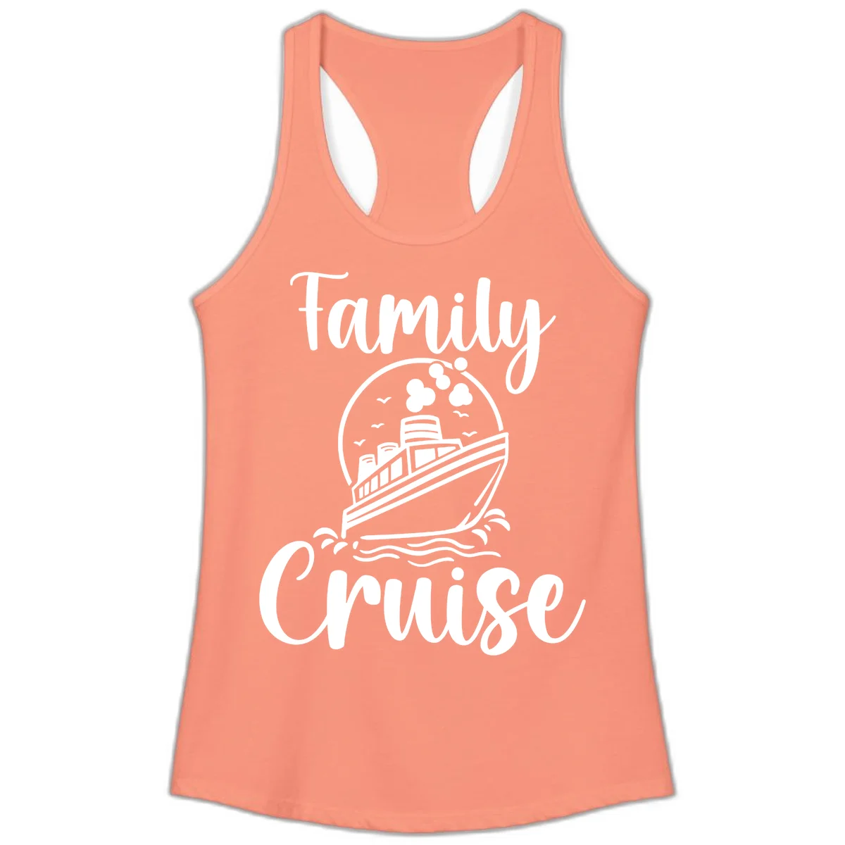 Family Cruise Adventure Ship Ladies Tank Top in Solid Light Orange