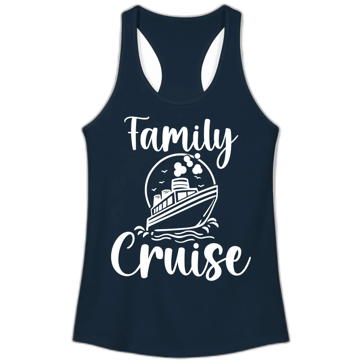 Family Cruise Adventure Ship Ladies Tank Top in Solid Midnight Navy