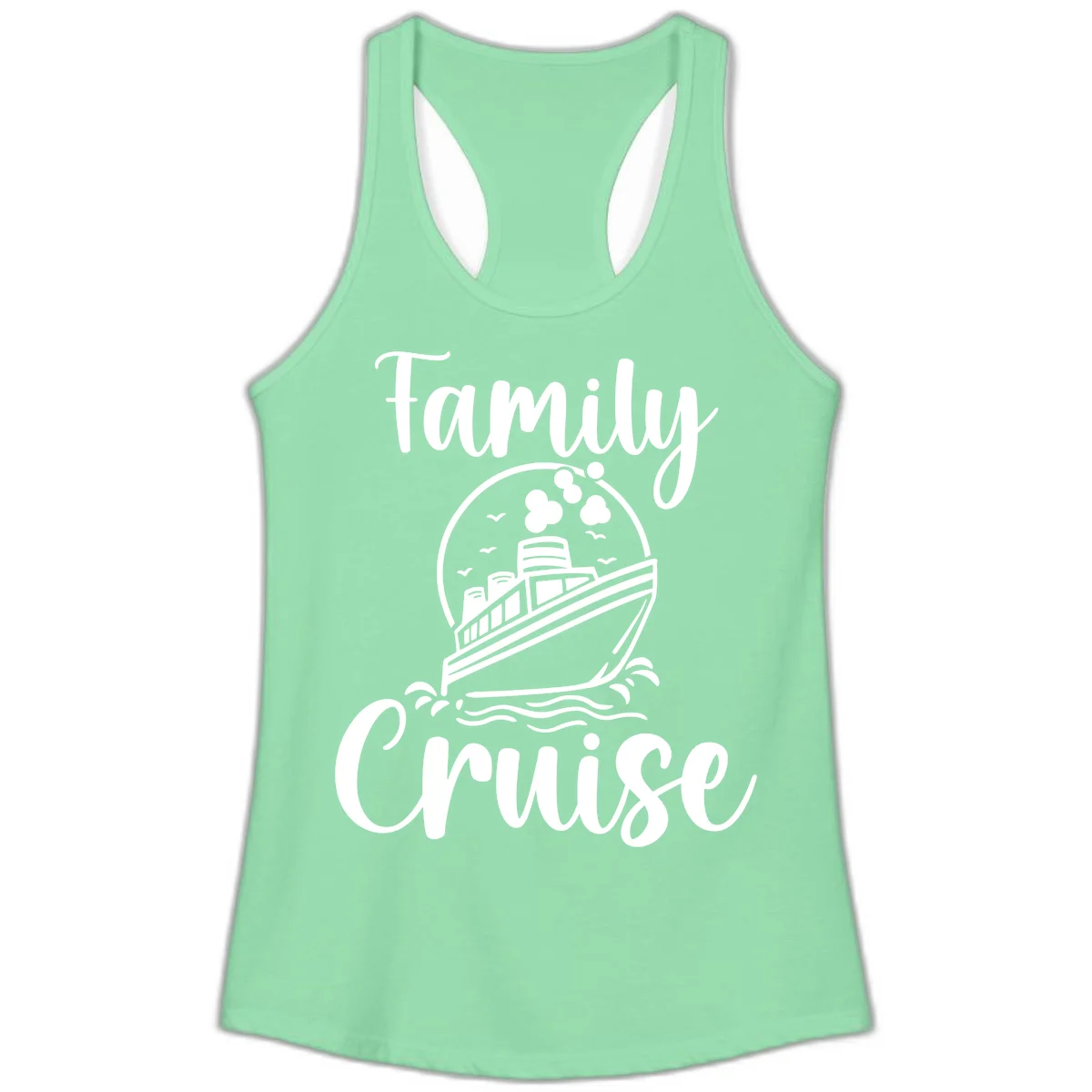 Family Cruise Adventure Ship Ladies Tank Top in Solid Mint