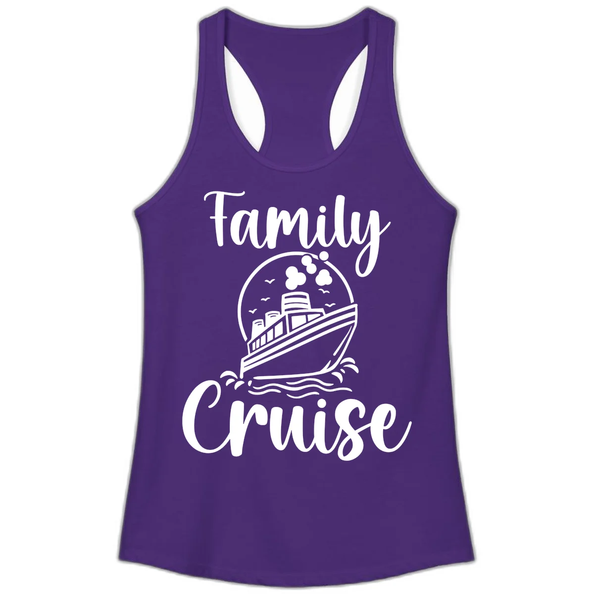 Family Cruise Adventure Ship Ladies Tank Top in Solid Purple Rush