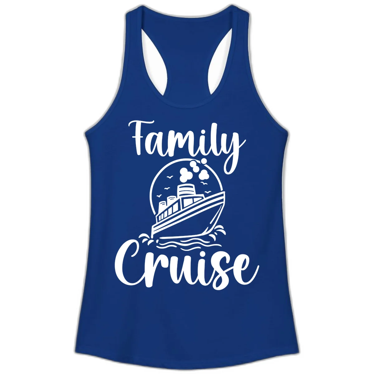 Family Cruise Adventure Ship Ladies Tank Top in Solid Royal