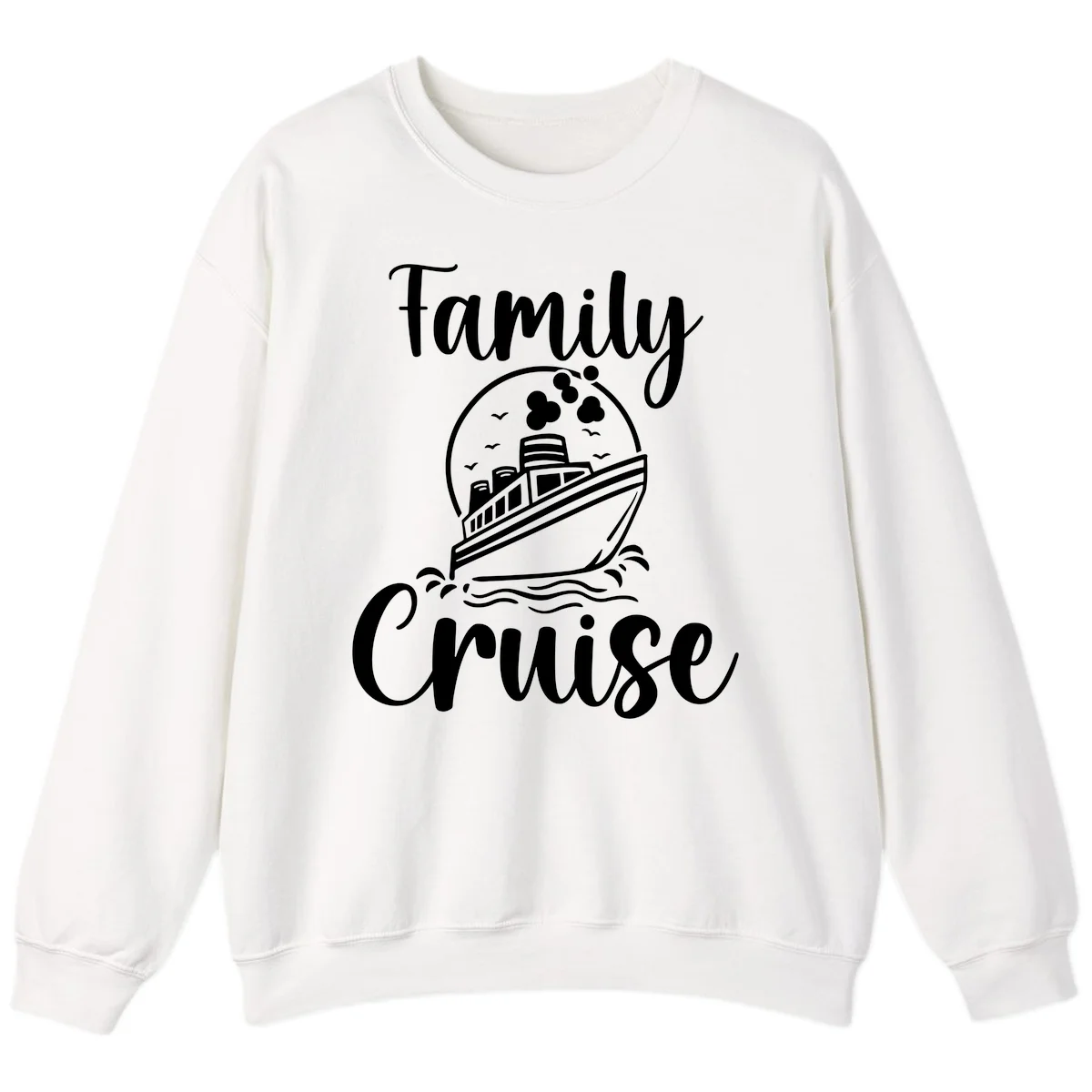 Family Cruise Adventure Ship Crewneck Sweatshirt in White