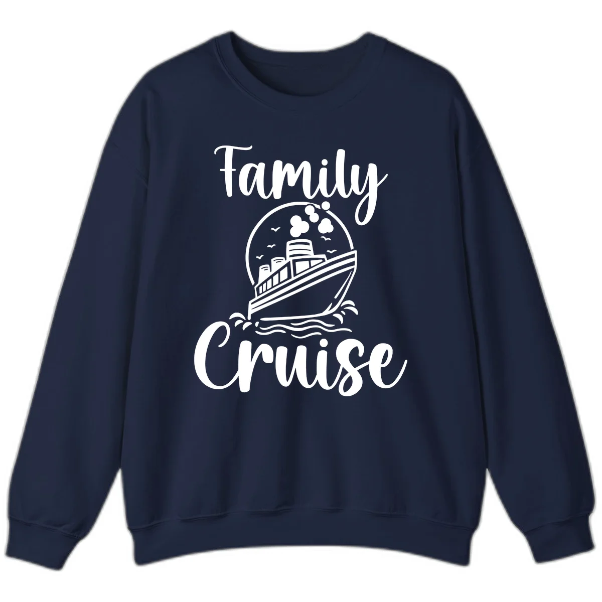 Family Cruise Adventure Ship Crewneck Sweatshirt in Navy