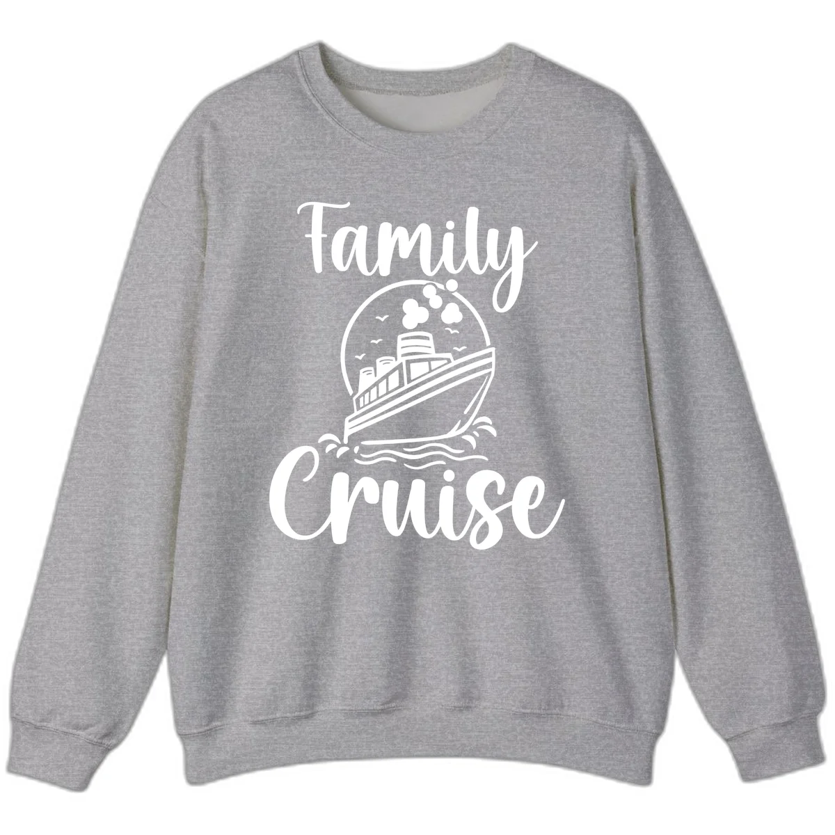 Family Cruise Adventure Ship Crewneck Sweatshirt in Sport Grey