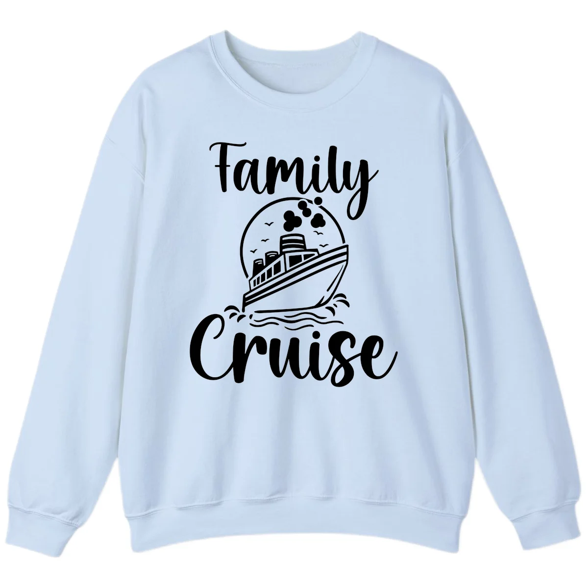 Family Cruise Adventure Ship Crewneck Sweatshirt in Light Blue