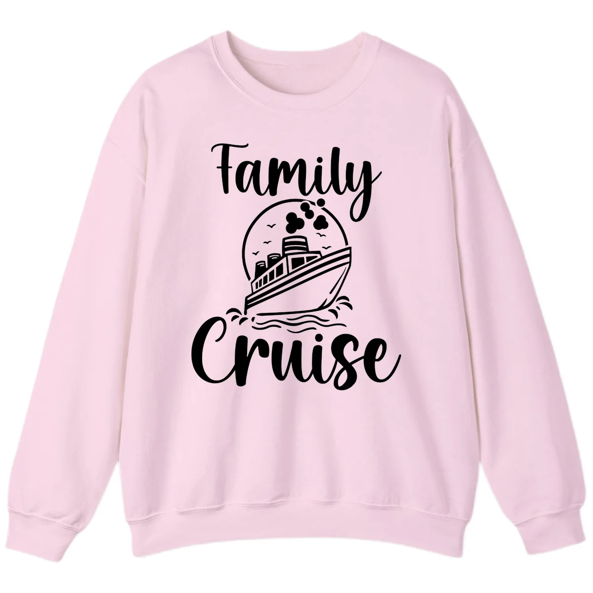 Family Cruise Adventure Ship Crewneck Sweatshirt in Light Pink