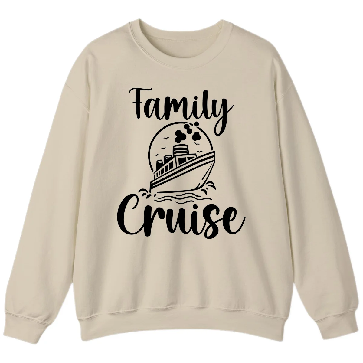 Family Cruise Adventure Ship Crewneck Sweatshirt in Sand