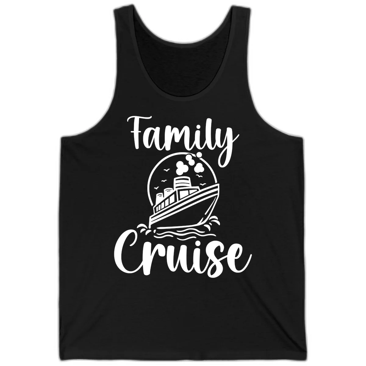 Family Cruise Adventure Ship Unisex Tank Top in Black