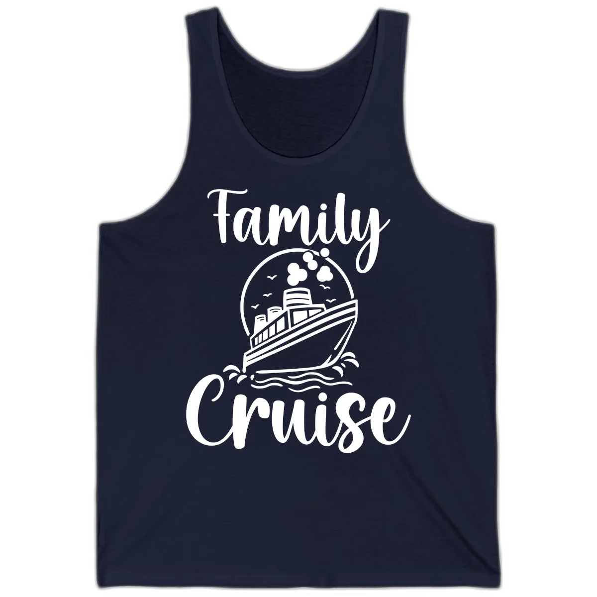 Family Cruise Adventure Ship Unisex Tank Top in Navy