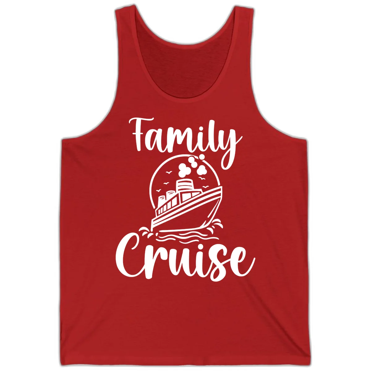 Family Cruise Adventure Ship Unisex Tank Top in Red