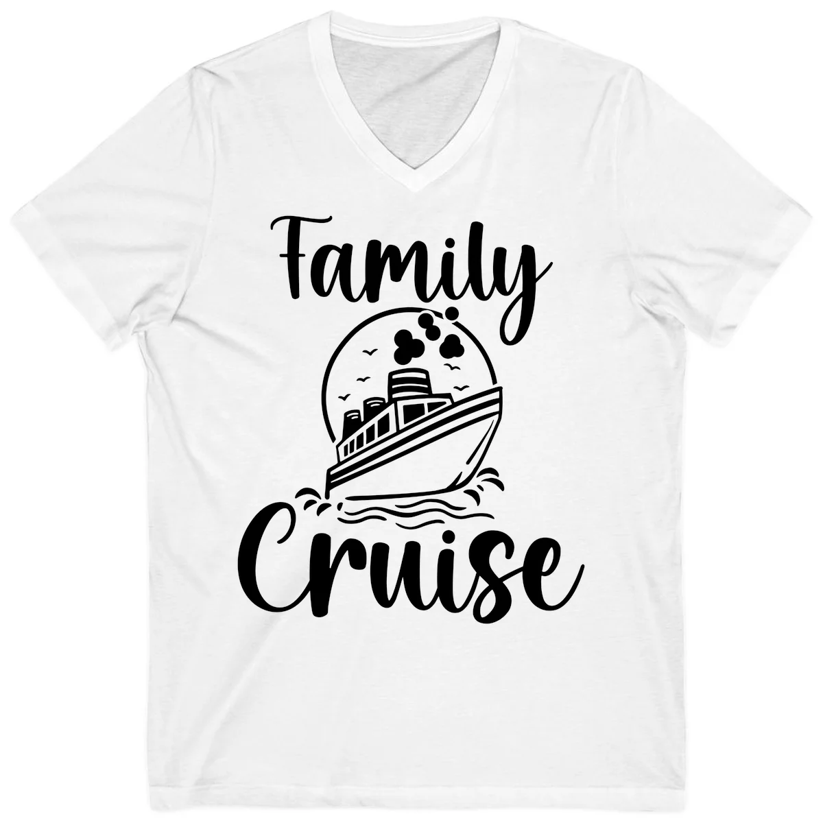 Family Cruise Adventure Ship Unisex V-Neck Tee in White