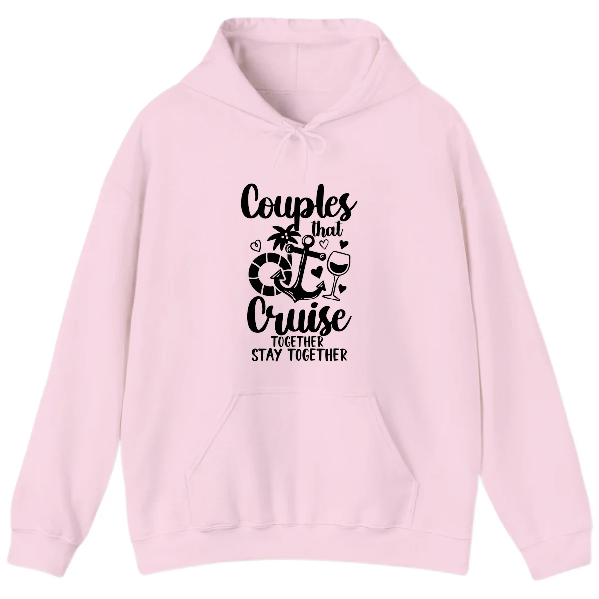 Couples That Cruise Together Hoodie in Light Pink