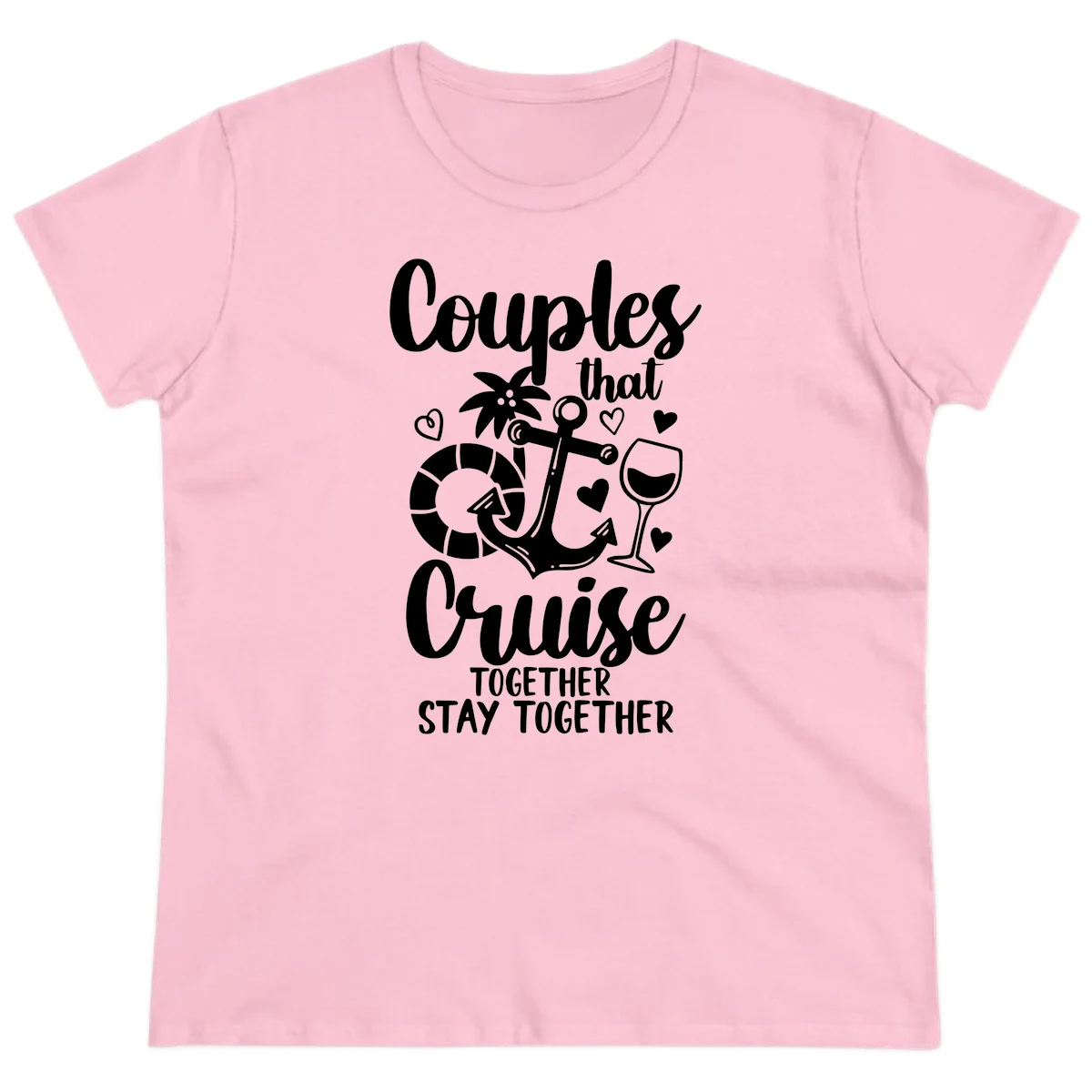 Couples That Cruise Together Ladies Tee in Light Pink