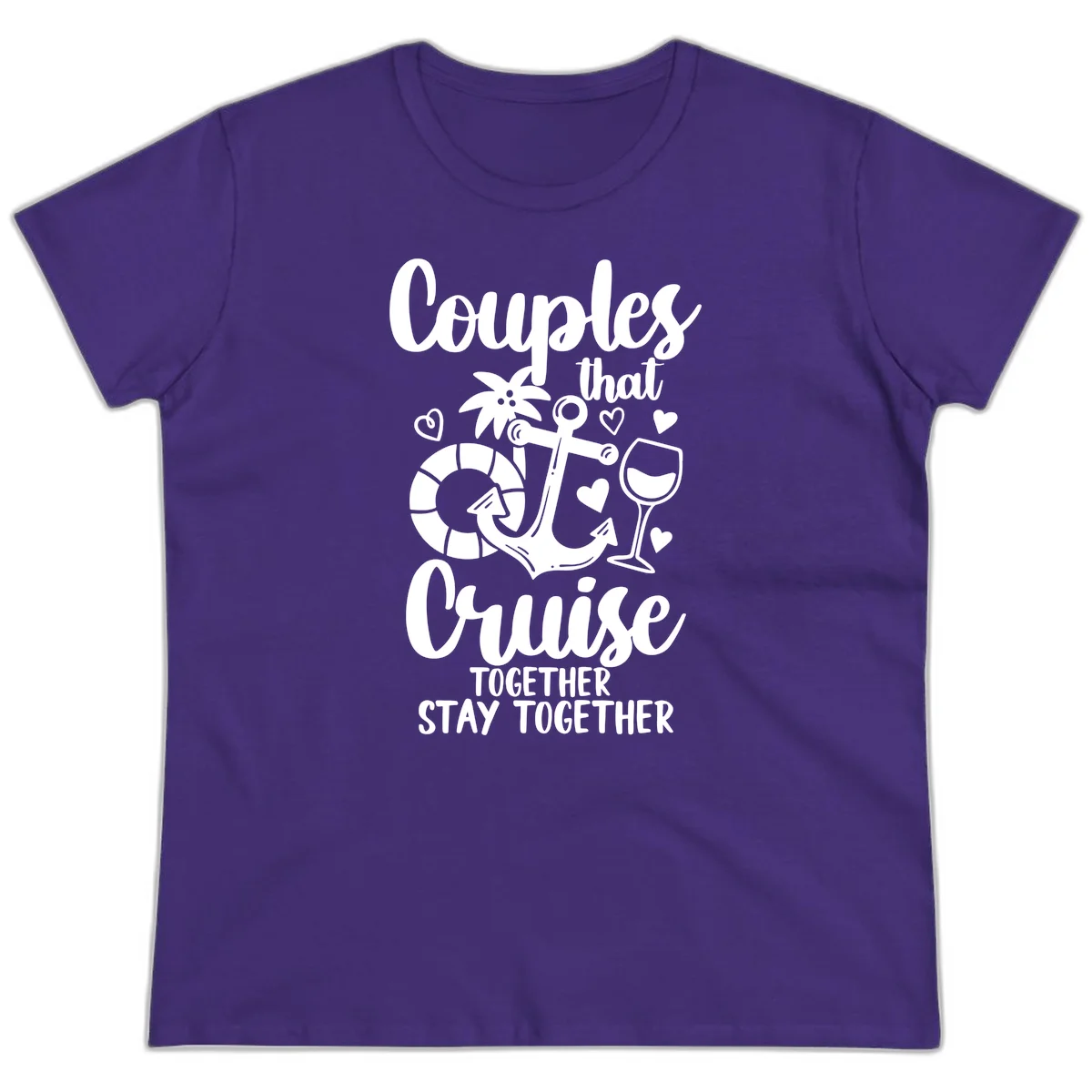 Couples That Cruise Together Ladies Tee in Purple
