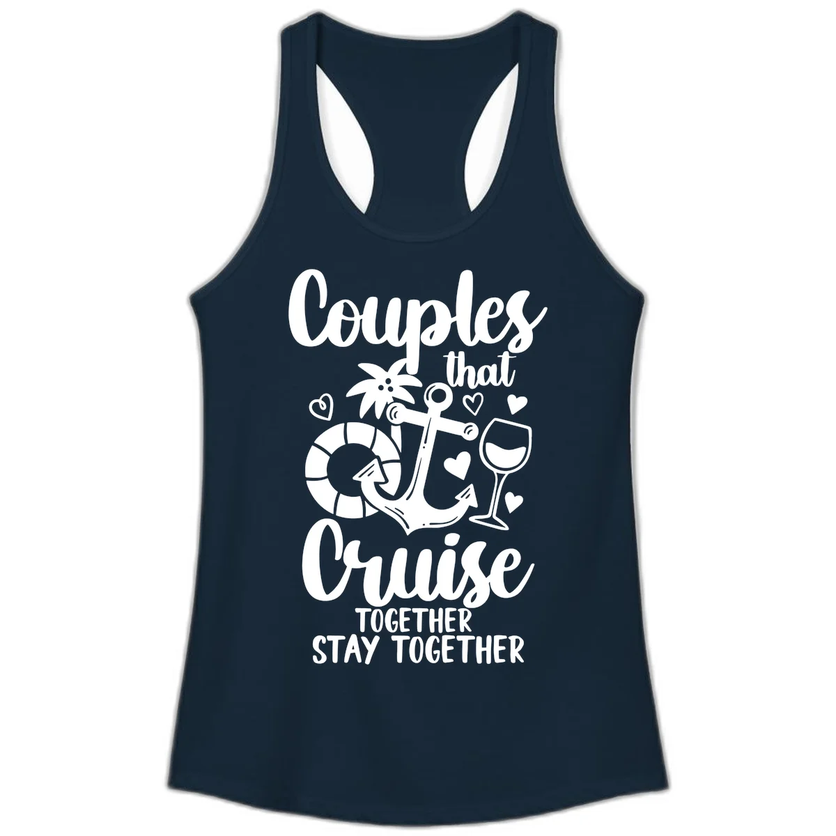 Couples That Cruise Together Ladies Tank in Solid Midnight Navy
