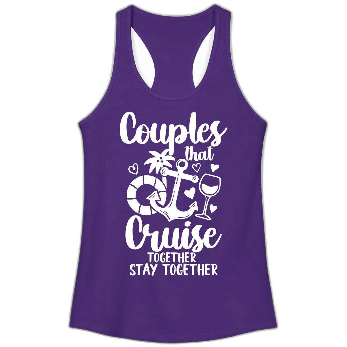 Couples That Cruise Together Ladies Tank in Solid Purple Rush