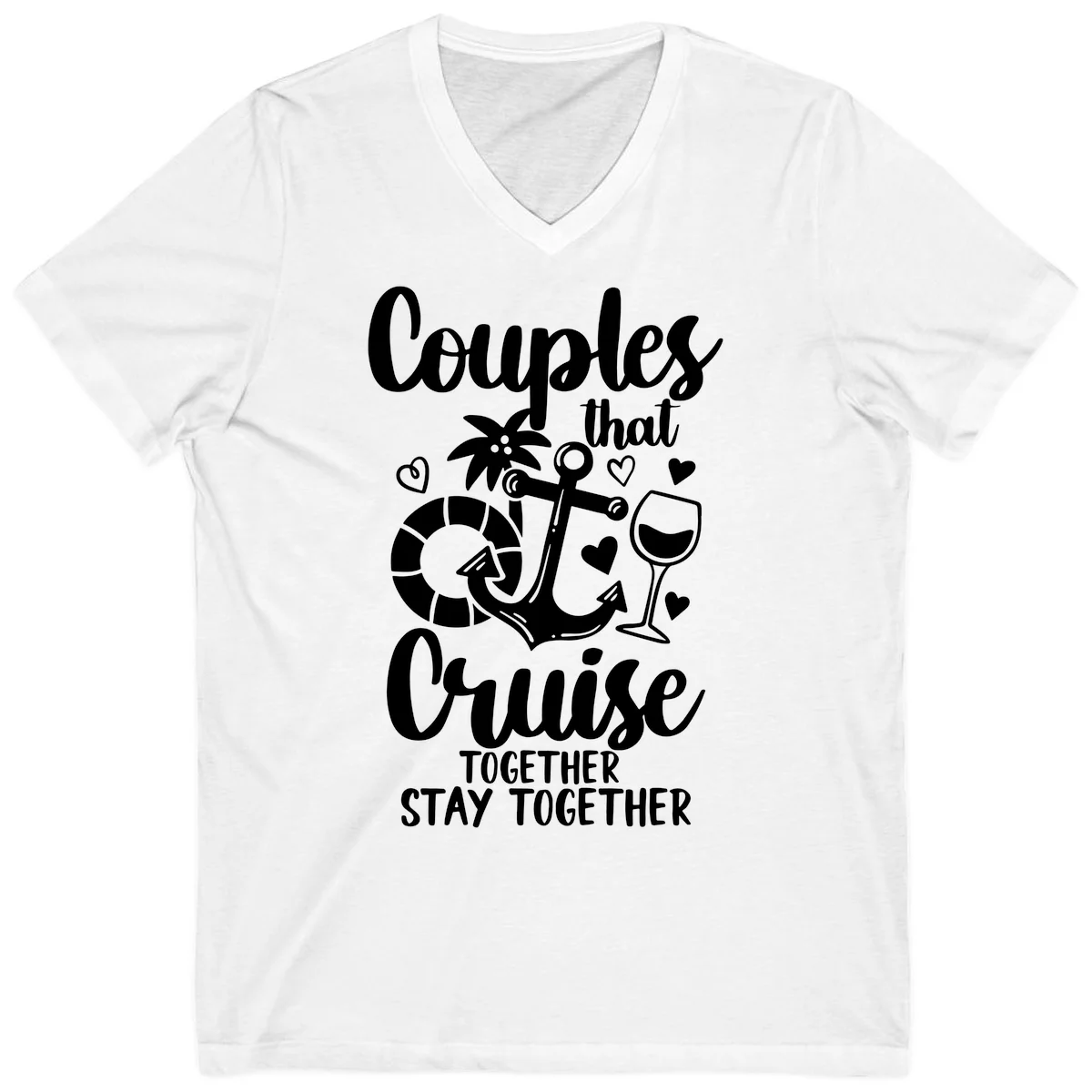 Couples That Cruise Together V-Neck in White