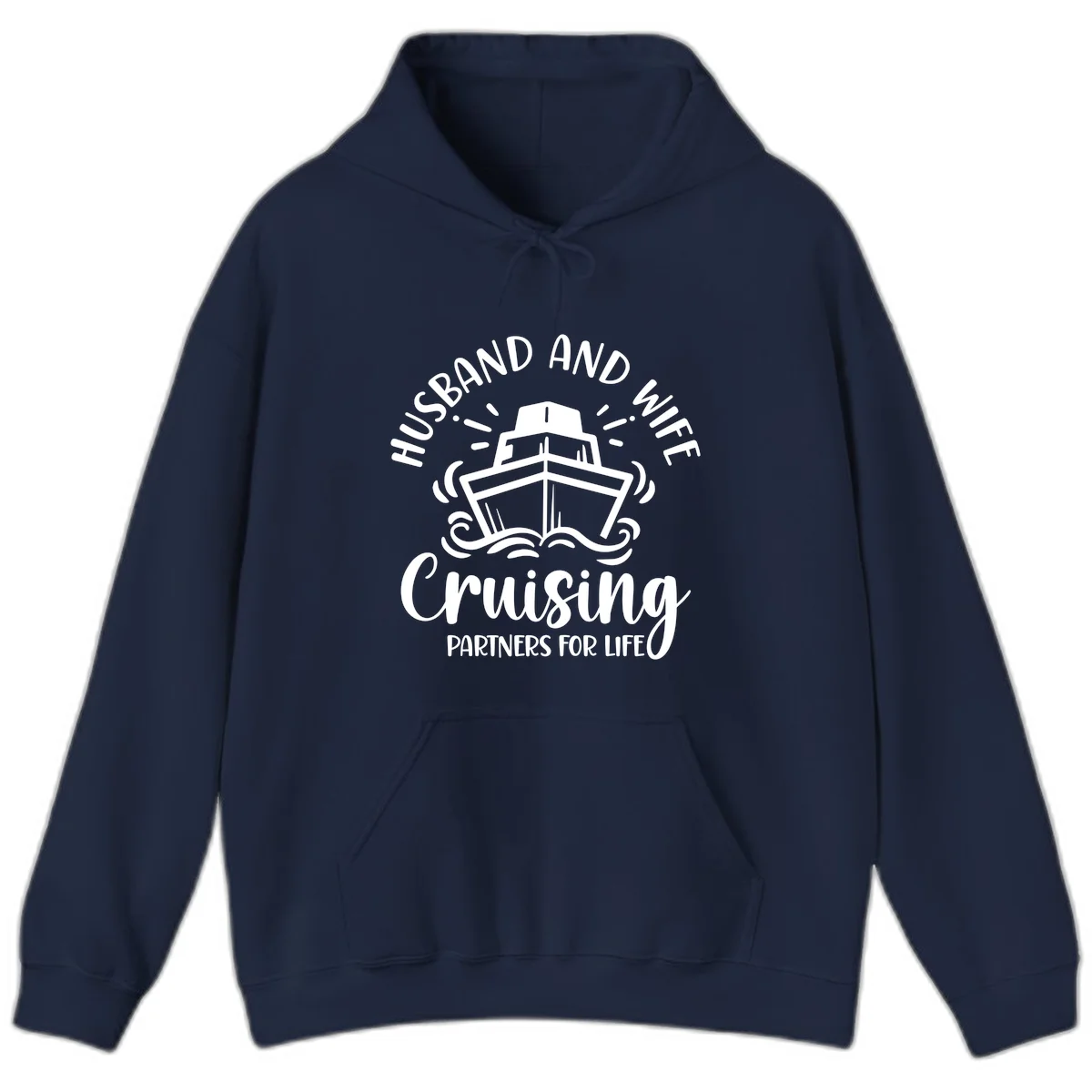 Husband And Wife Cruising Partners Hoodie in Navy