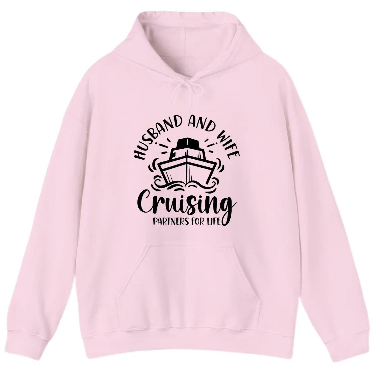 Husband And Wife Cruising Partners Hoodie in Light Pink