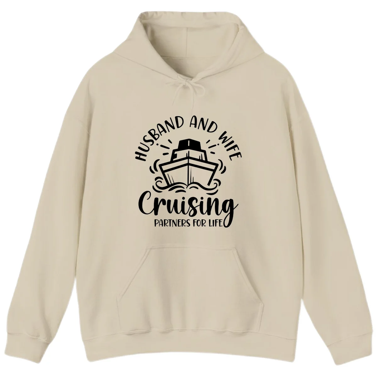Husband And Wife Cruising Partners Hoodie in Sand