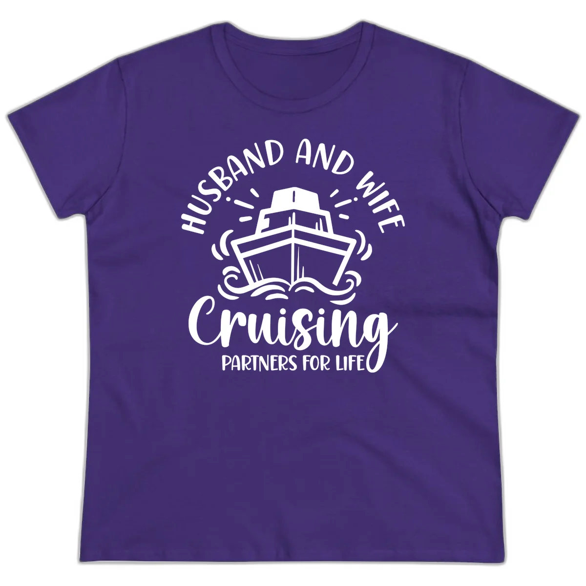 Husband And Wife Cruising Partners Ladies Tee in Purple