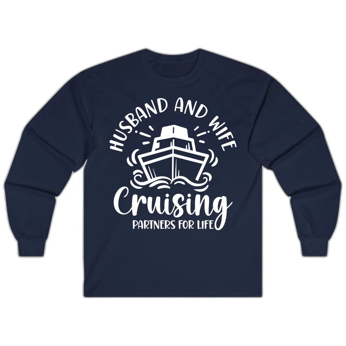 Husband And Wife Cruising Partners Long Sleeve in Navy