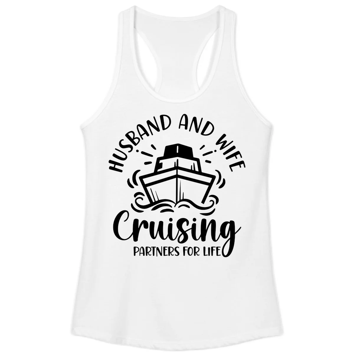 Husband And Wife Cruising Partners Ladies Tank in White