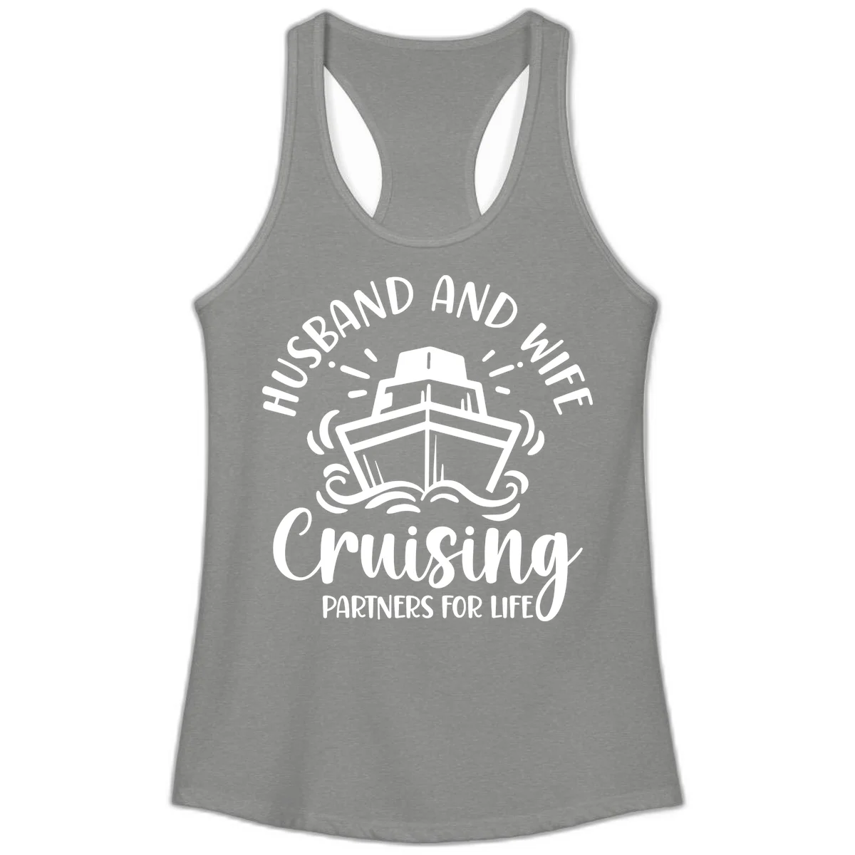 Husband And Wife Cruising Partners Ladies Tank in Heather Grey
