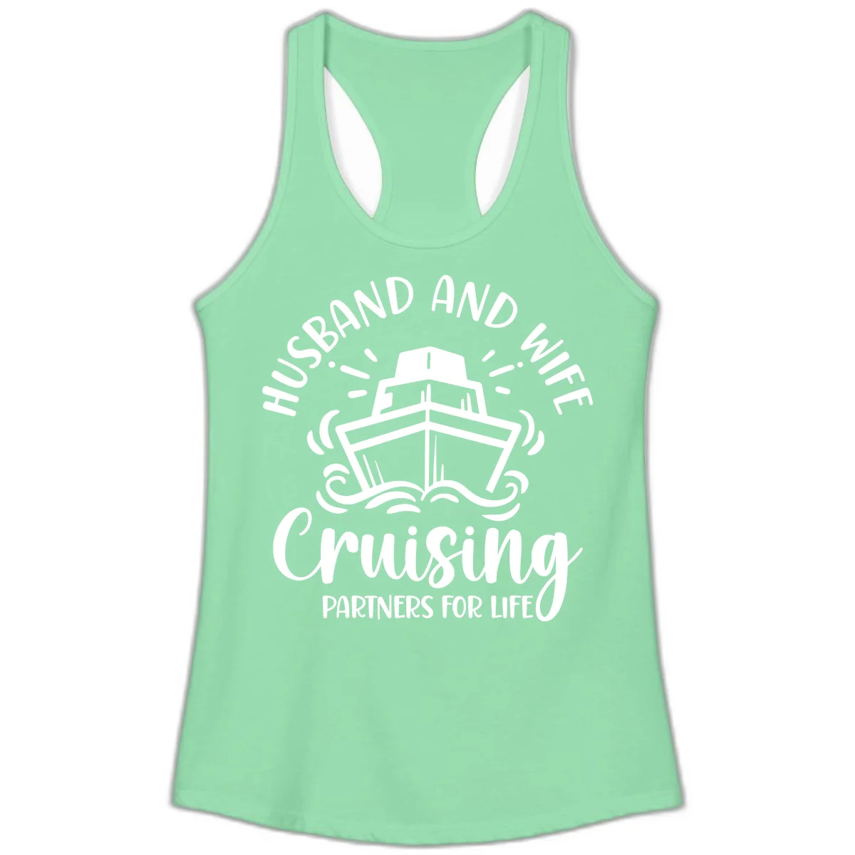 Husband And Wife Cruising Partners Ladies Tank in Solid Mint