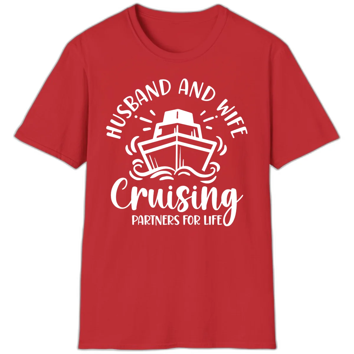 Husband And Wife Cruising Partners T-Shirt in Red
