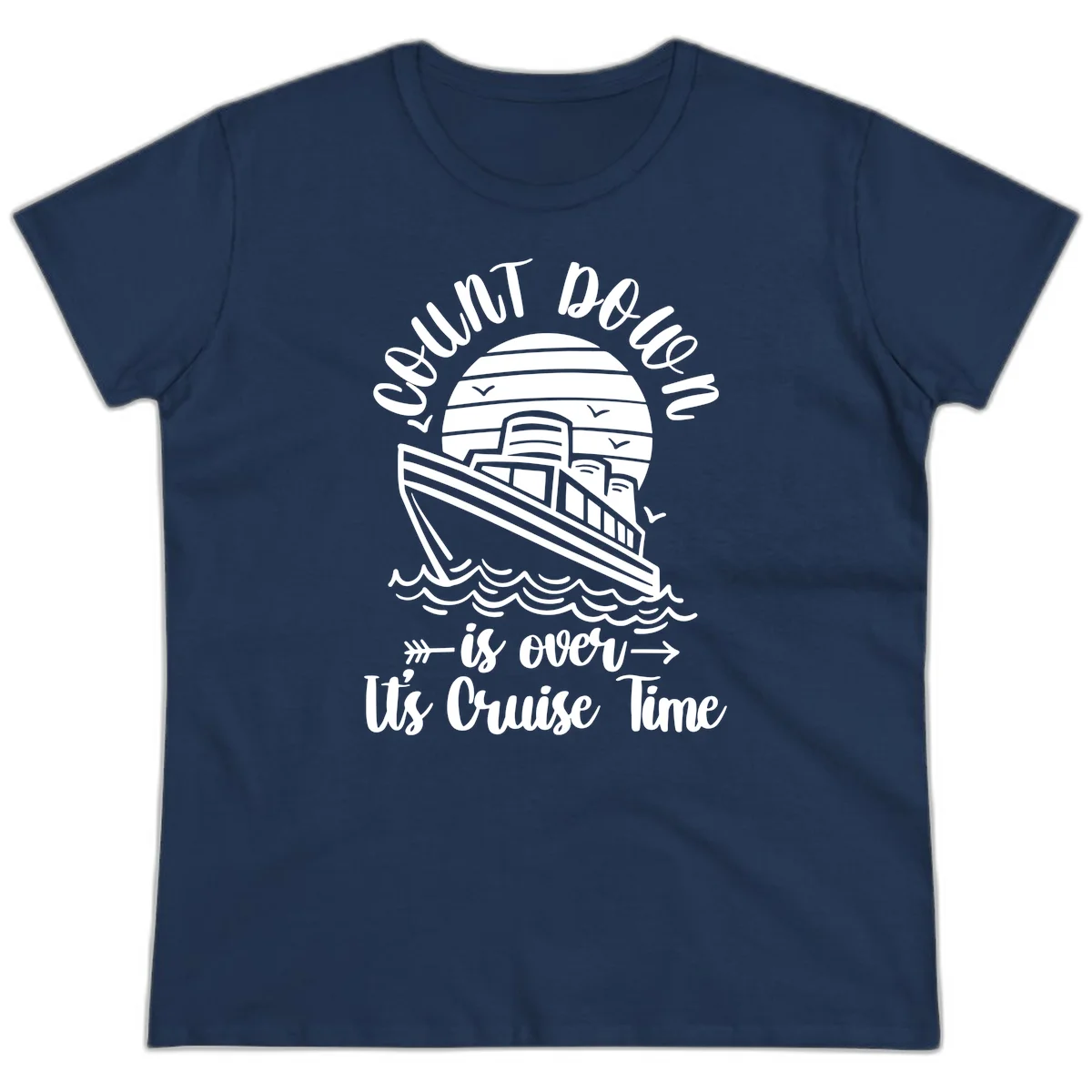 Lobster Do You Want Us Over Cruise Time Ladies Tee in Navy