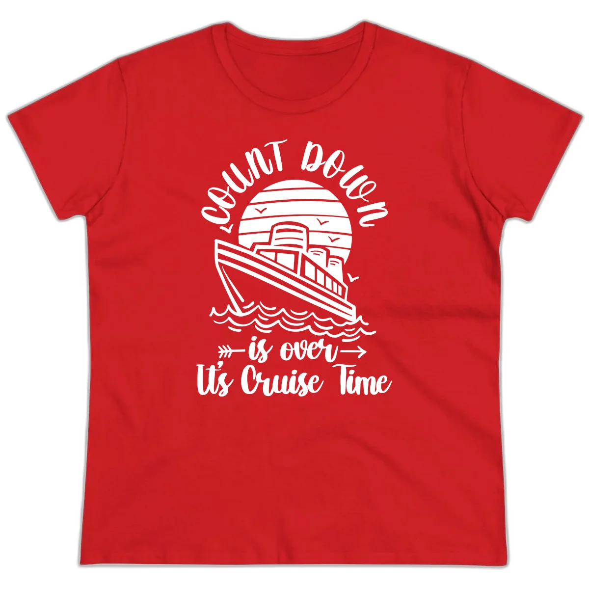 Lobster Do You Want Us Over Cruise Time Ladies Tee in Red
