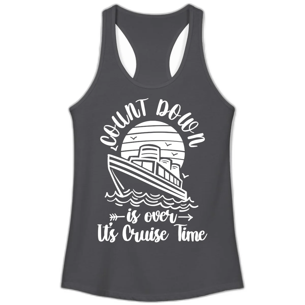 Lobster Do You Want Us Over Cruise Time Ladies Tank in Solid Dark Gray