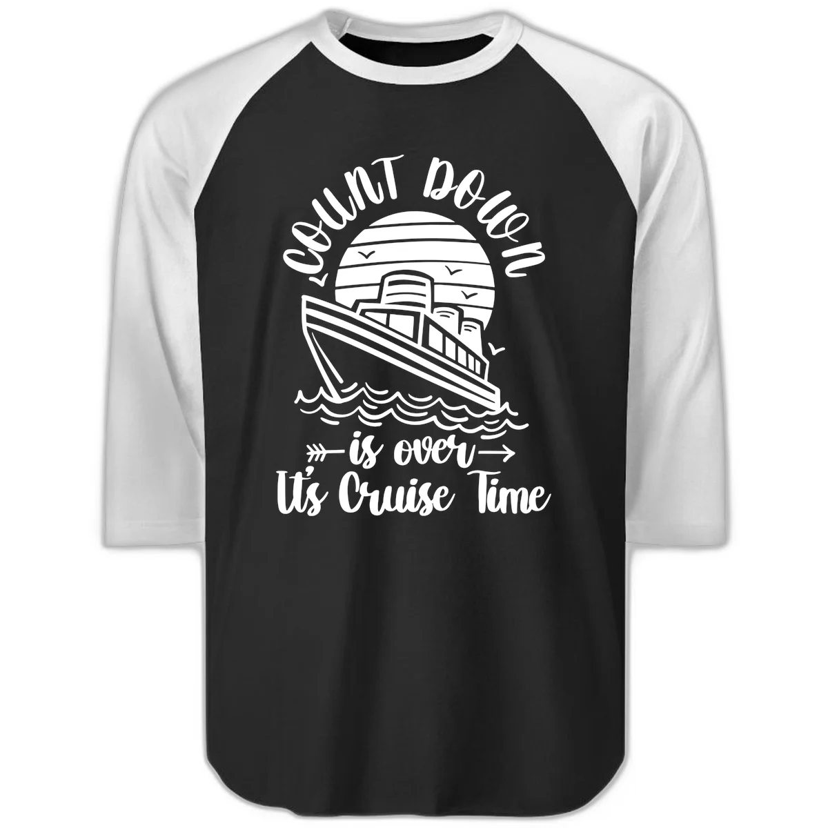 Lobster Do You Want Us Over Cruise Time Raglan 3/4 in Black White