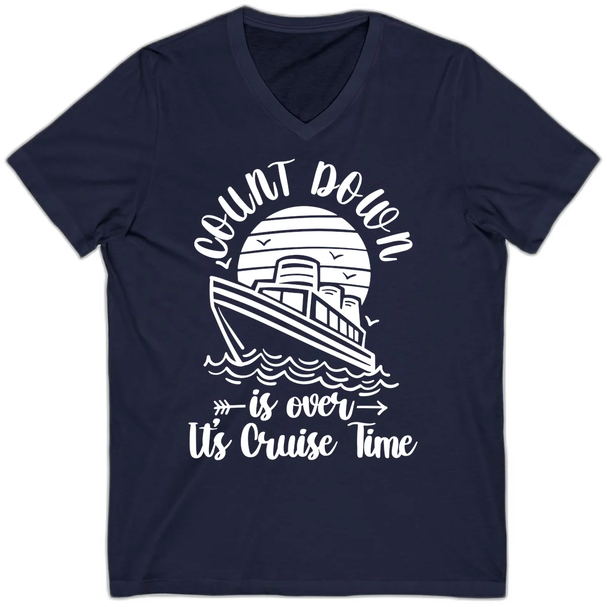 Lobster Do You Want Us Over Cruise Time V-Neck in Navy