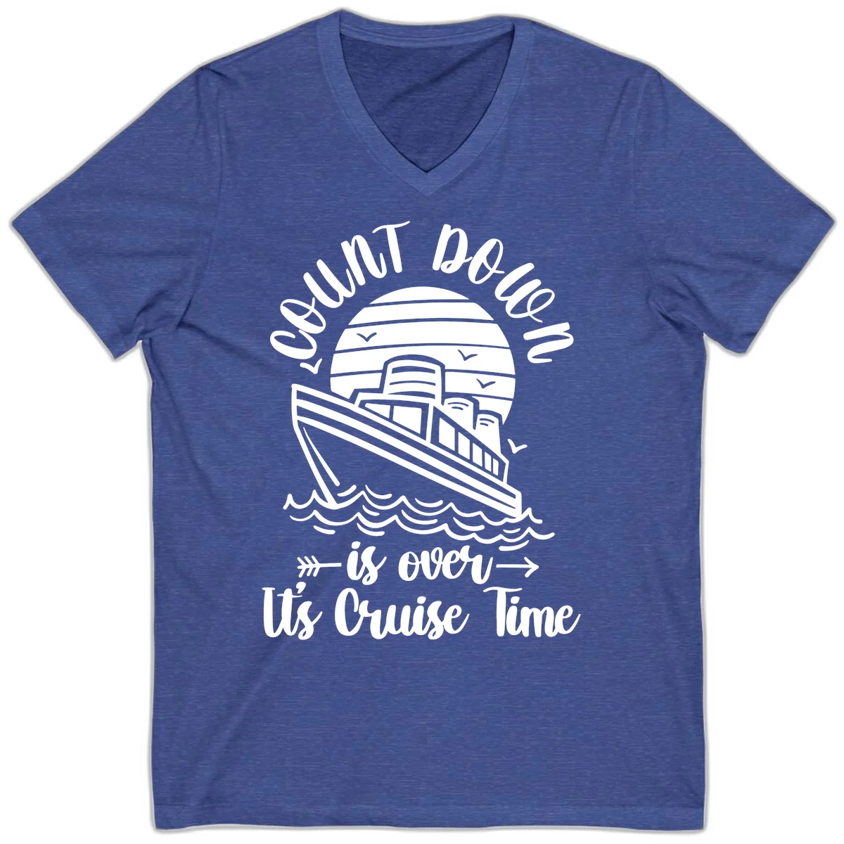 Lobster Do You Want Us Over Cruise Time V-Neck in Heather True Royal