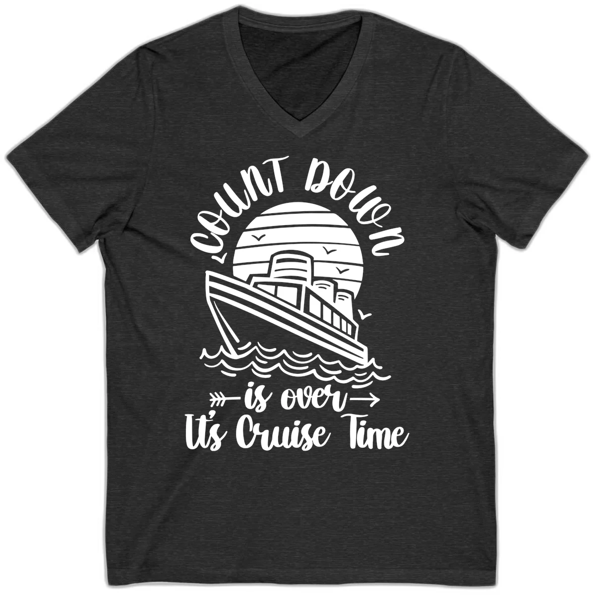 Lobster Do You Want Us Over Cruise Time V-Neck in Dark Grey Heather