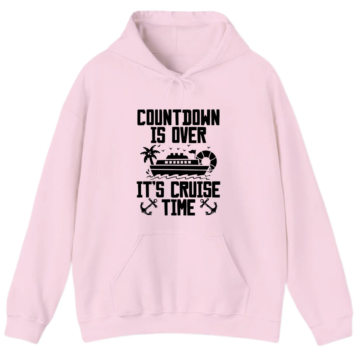Countdown Is Over It's Cruise Time Hoodie in Light Pink