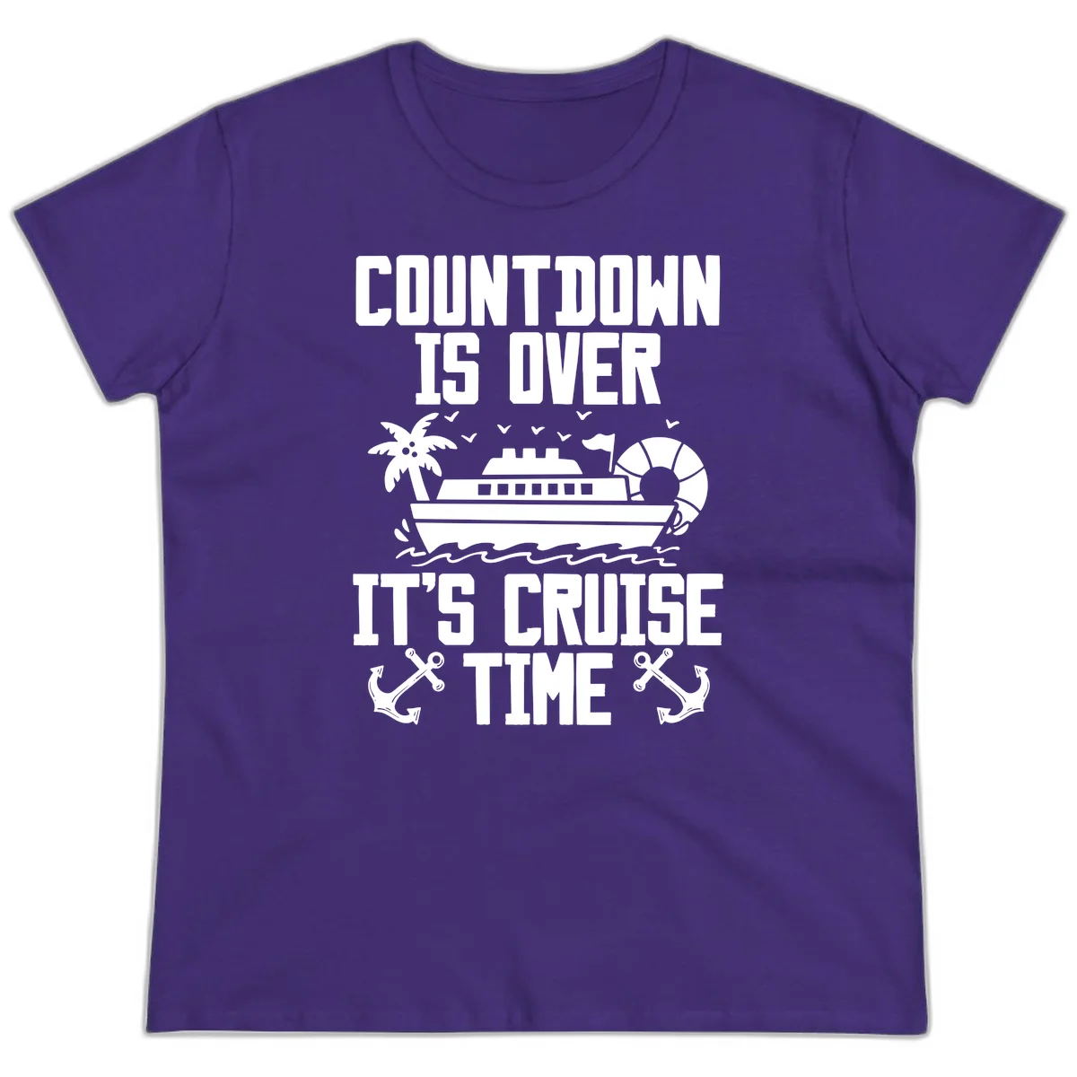 Countdown Is Over It's Cruise Time Ladies Tee in Purple