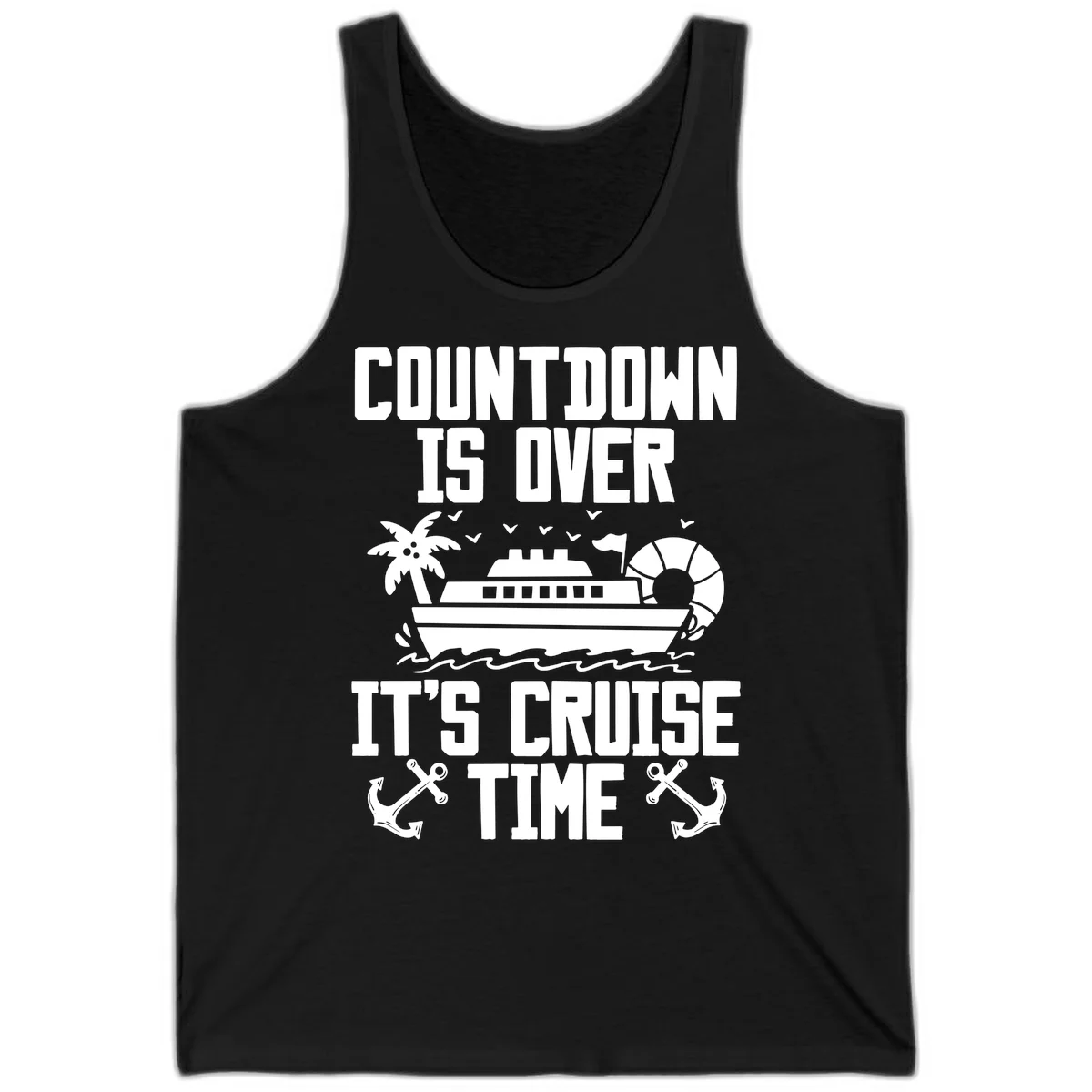 Countdown Is Over It's Cruise Time Tank in Black