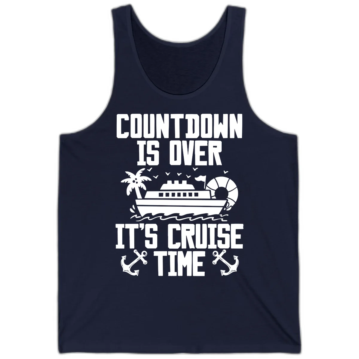Countdown Is Over It's Cruise Time Tank in Navy