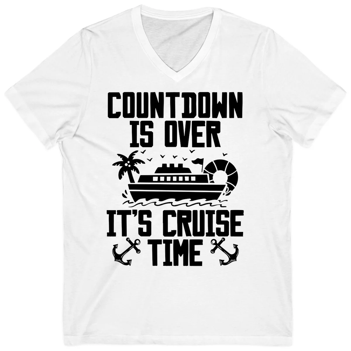 Countdown Is Over It's Cruise Time V-Neck in White