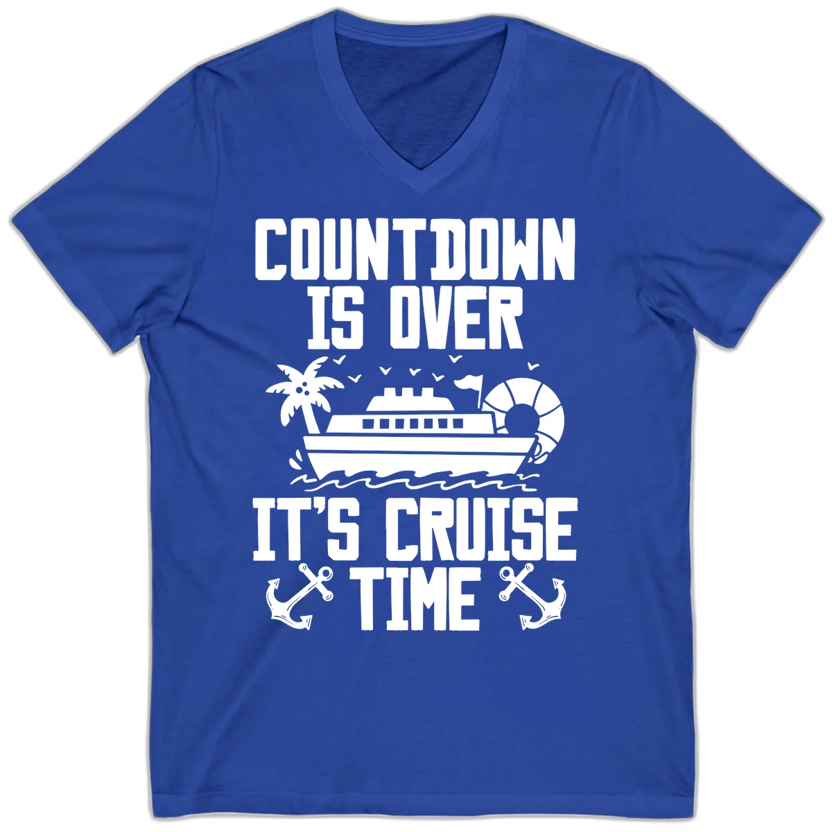 Countdown Is Over It's Cruise Time V-Neck in True Royal