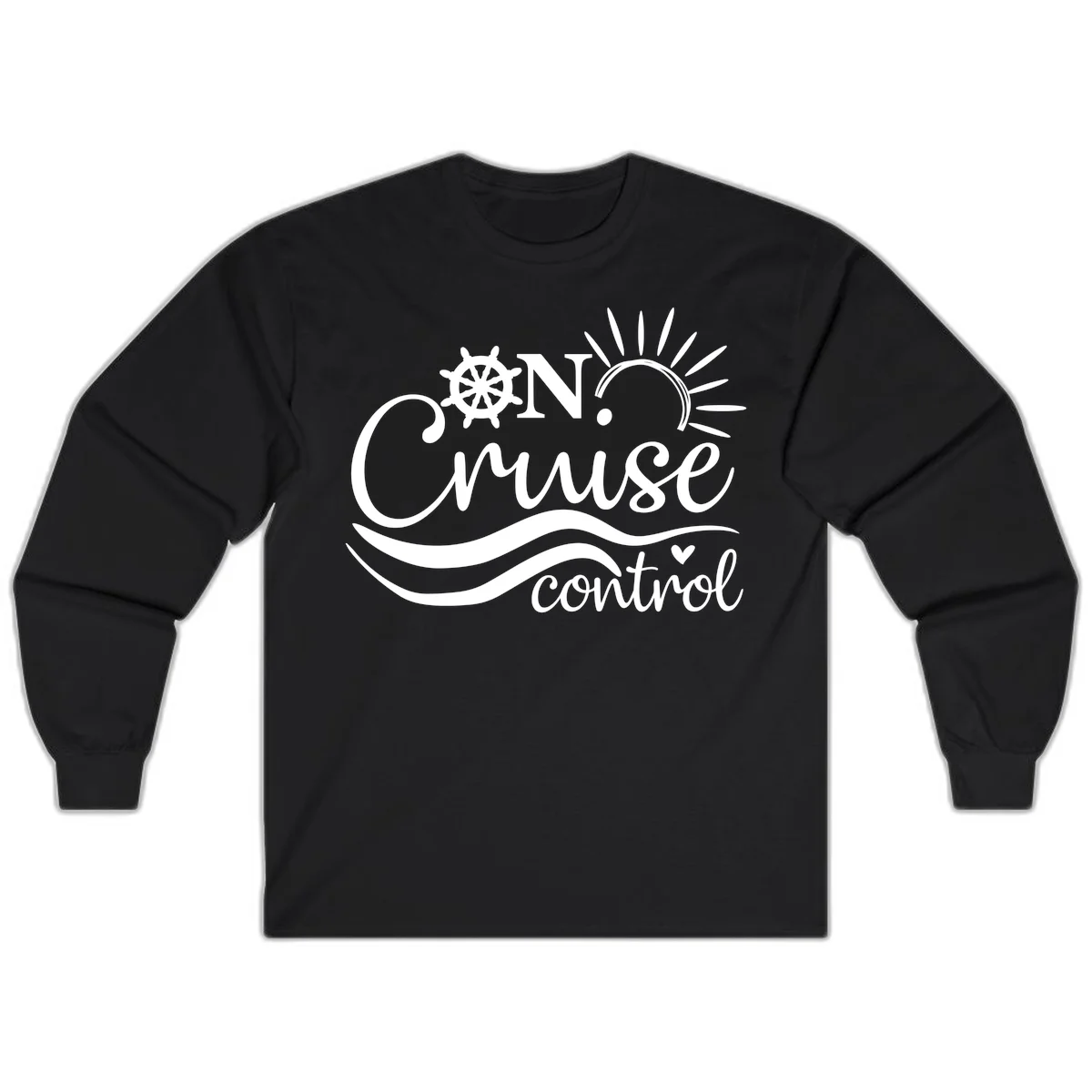 On Cruise Control Nautical Long Sleeve Tee in Black